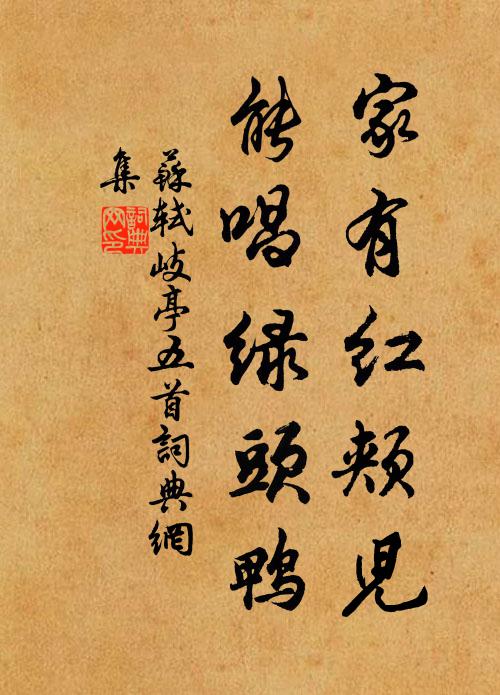 苏轼家有红颊儿，能唱绿头鸭书法作品欣赏