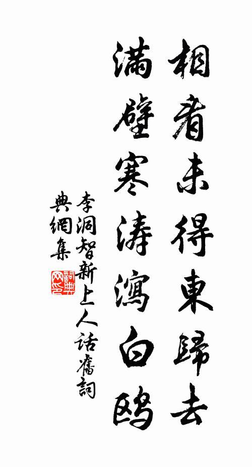 李洞相看未得东归去，满壁寒涛泻白鸥书法作品欣赏