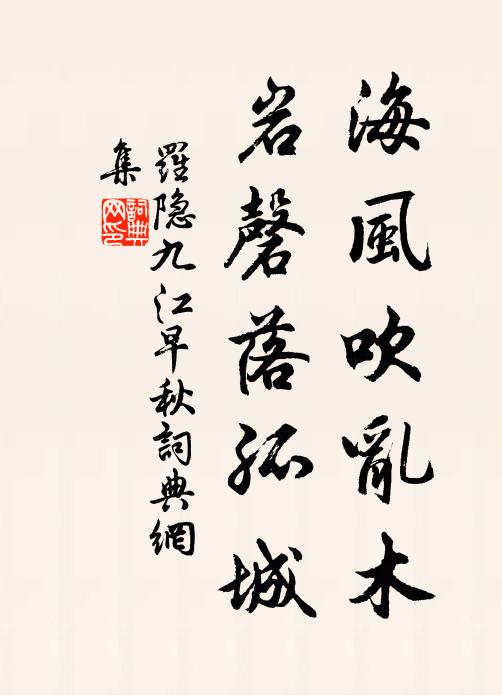 罗隐海风吹乱木，岩磬落孤城书法作品欣赏
