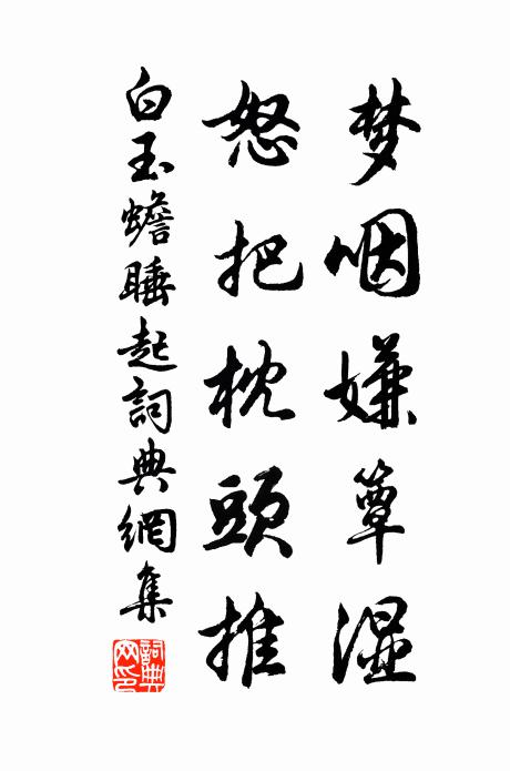 白玉蟾梦咽嫌簟湿，怒把枕头推书法作品欣赏