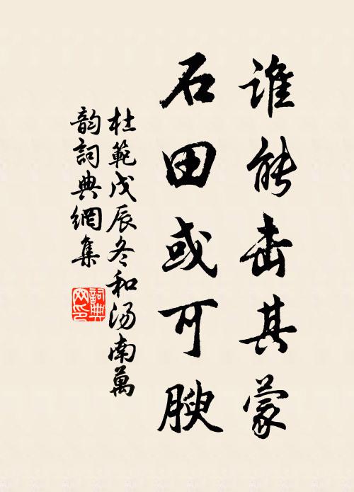 杜范谁能击其蒙，石田或可腴书法作品欣赏