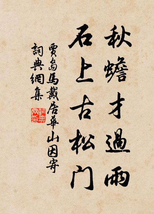 贾岛秋蟾才过雨，石上古松门书法作品欣赏