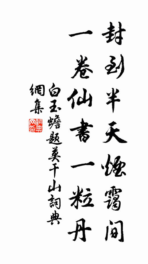 白玉蟾封到半天烟霭间，一卷仙书一粒丹书法作品欣赏