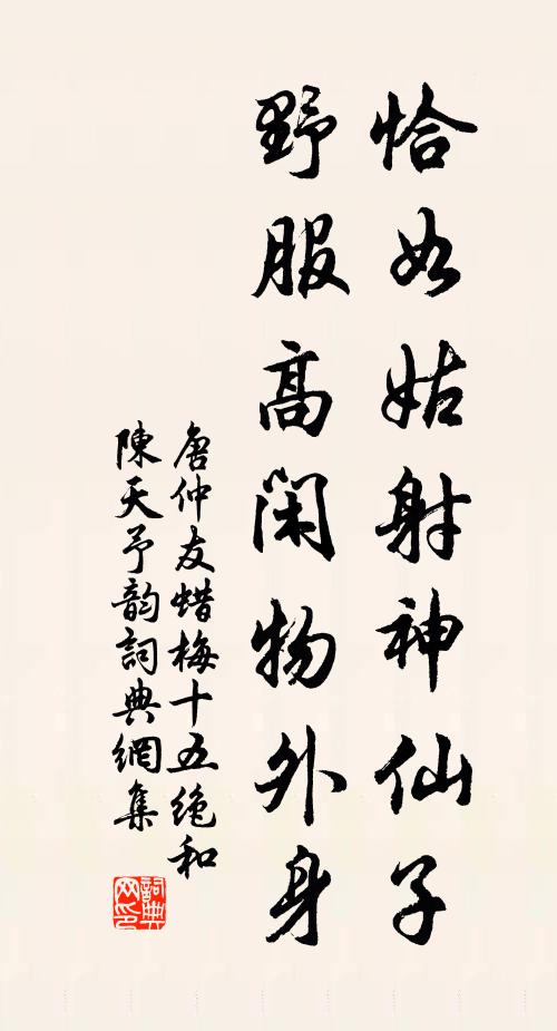 唐仲友恰如姑射神仙子，野服高闲物外身书法作品欣赏