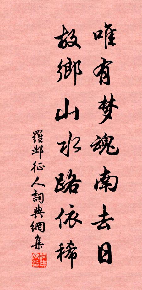 罗邺唯有梦魂南去日，故乡山水路依稀书法作品欣赏