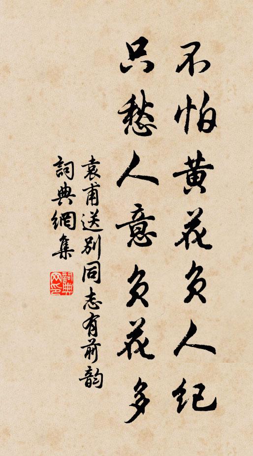 袁甫不怕黄花负人纪，只愁人意负花多书法作品欣赏