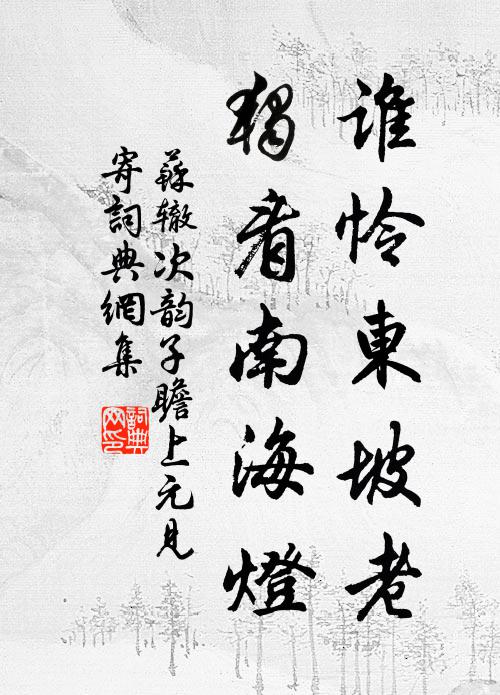 苏辙谁怜东坡老，独看南海灯书法作品欣赏