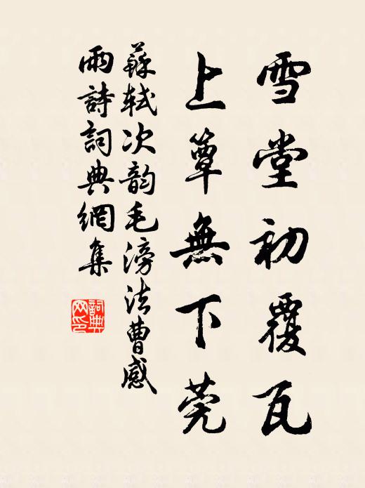 苏轼雪堂初覆瓦，上簟无下莞书法作品欣赏