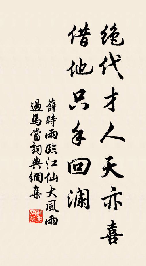 薛时雨绝代才人天亦喜，借他只手回澜书法作品欣赏