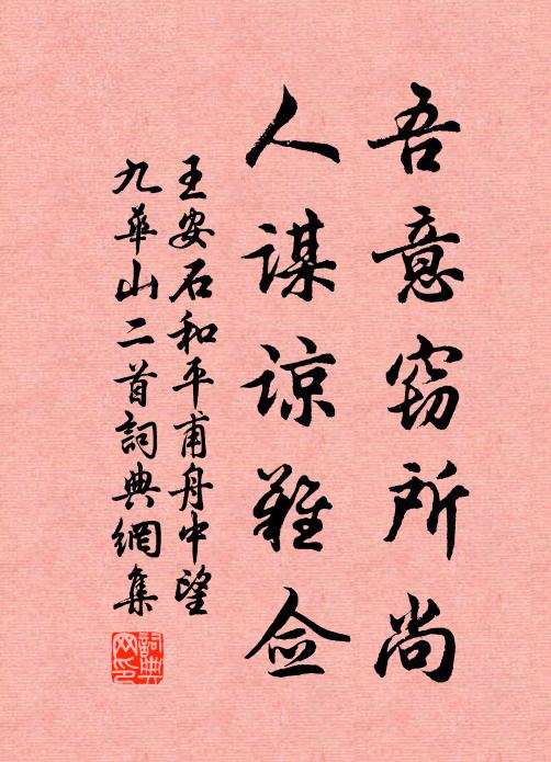 王安石吾意窃所尚,人谋谅难佥书法作品欣赏