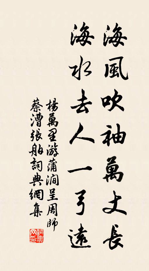 杨万里海风吹袖万丈长，海水去人一弓远书法作品欣赏
