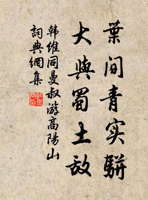 韩维叶间青实骈，大与蜀土敌书法作品欣赏