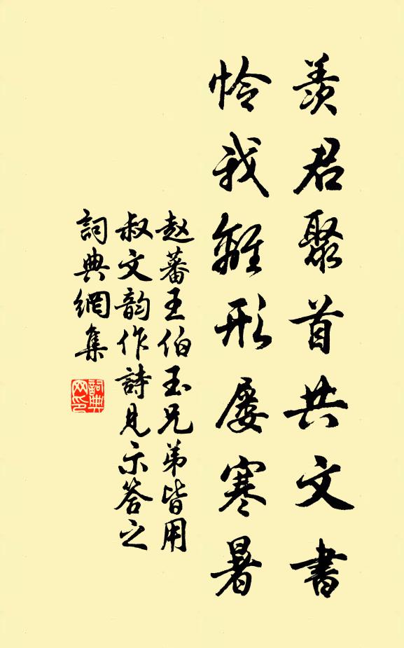 赵蕃羡君聚首共文书，怜我离形屡寒暑书法作品欣赏