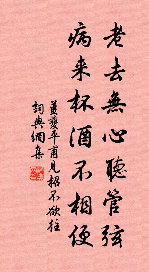 姜夔老去无心听管弦，病来杯酒不相便书法作品欣赏