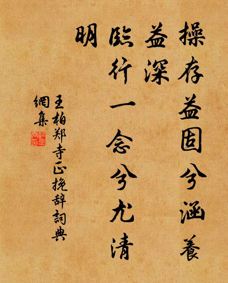 王柏操存益固兮涵养益深，临行一念兮尤清明书法作品欣赏