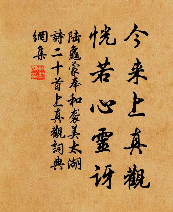 陆龟蒙今来上真观，恍若心灵讶书法作品欣赏