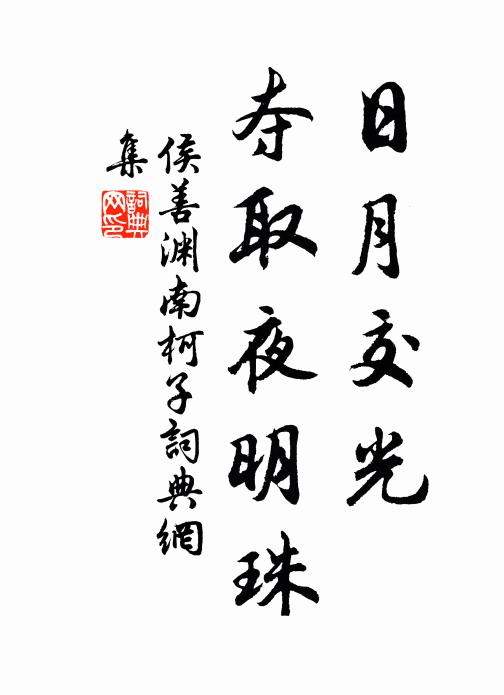 侯善渊日月交光，夺取夜明珠书法作品欣赏