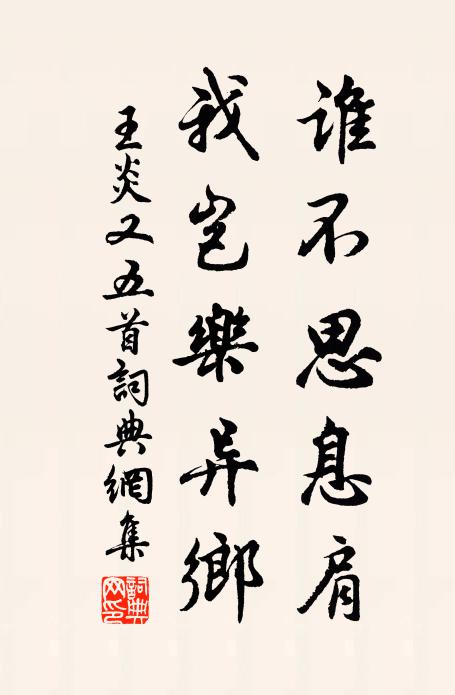 王炎谁不思息肩，我岂乐异乡书法作品欣赏