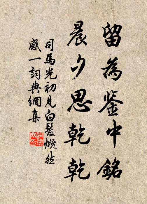 司马光留为鉴中铭，晨夕思乾乾书法作品欣赏