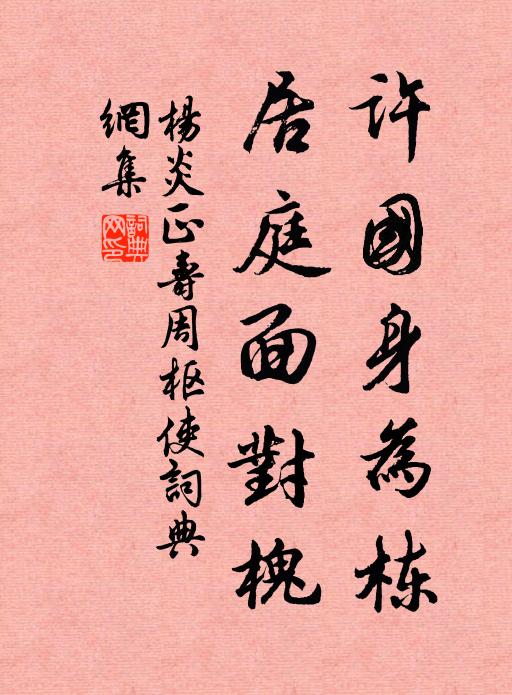 杨炎正许国身为栋，居庭面对槐书法作品欣赏
