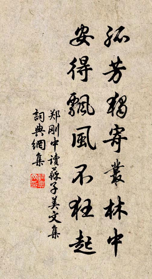 郑刚中孤芳独寄丛林中，安得飘风不狂起书法作品欣赏