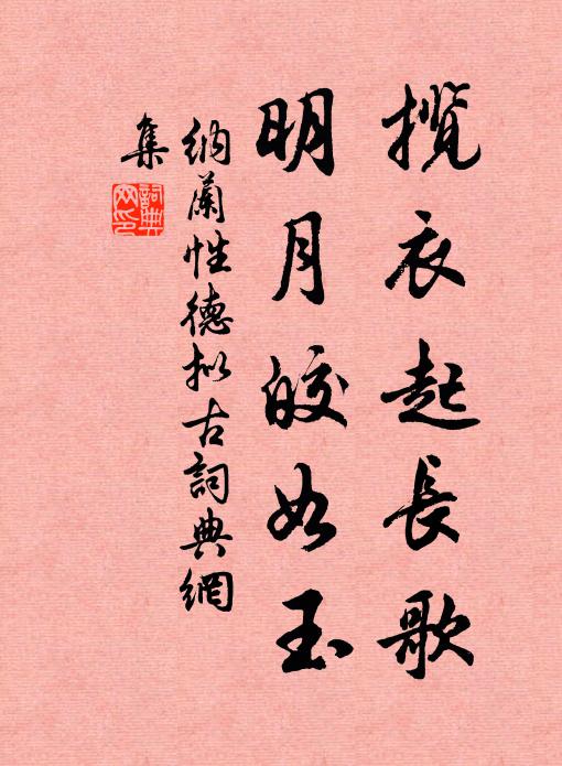 纳兰性德揽衣起长歌，明月皎如玉书法作品欣赏
