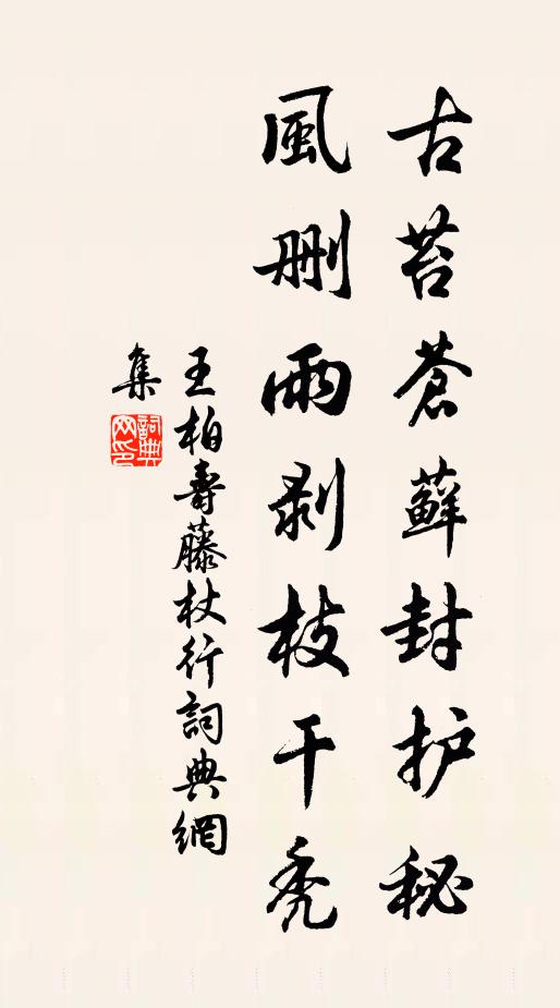 王柏古苔苍藓封护秘，风删雨剥枝干秃书法作品欣赏