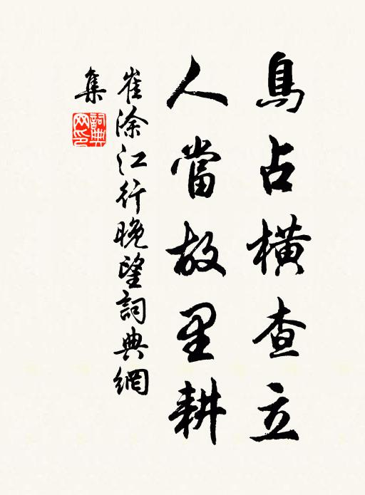 崔涂鸟占横查立，人当故里耕书法作品欣赏