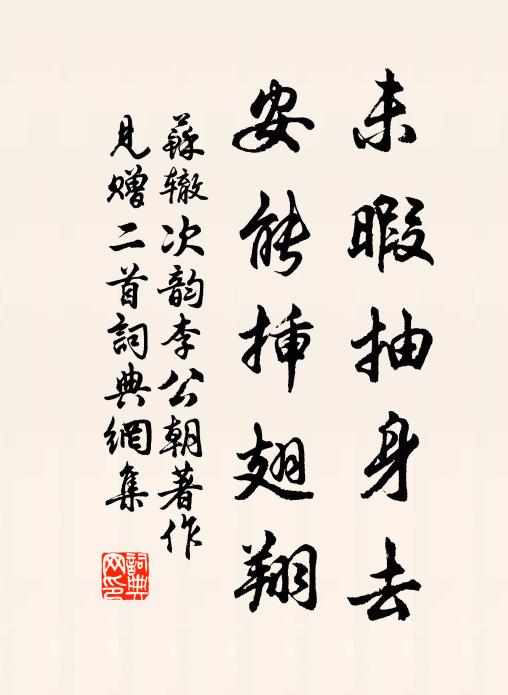 苏辙未暇抽身去，安能插翅翔书法作品欣赏