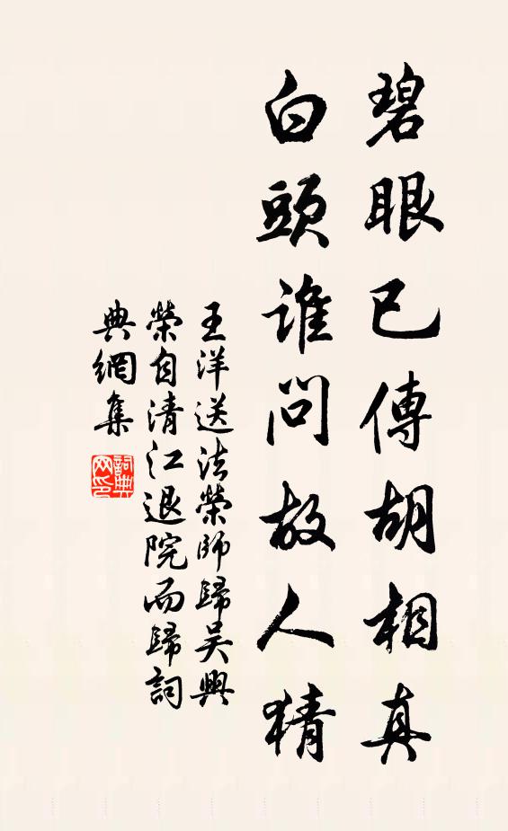 王洋碧眼已传胡相真，白头谁问故人猜书法作品欣赏