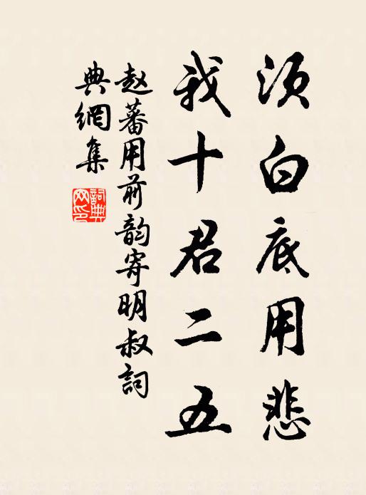 赵蕃须白底用悲，我十君二五书法作品欣赏