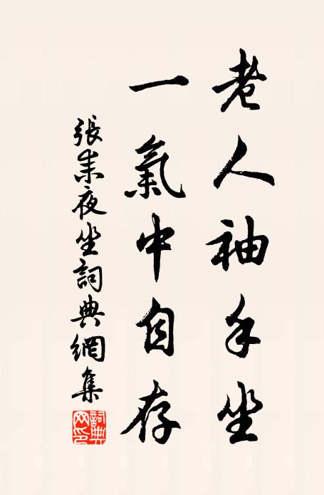 张耒老人袖手坐，一气中自存书法作品欣赏