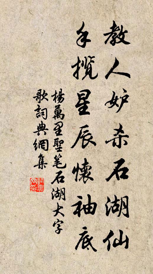 杨万里教人妒杀石湖仙，手揽星辰怀袖底书法作品欣赏
