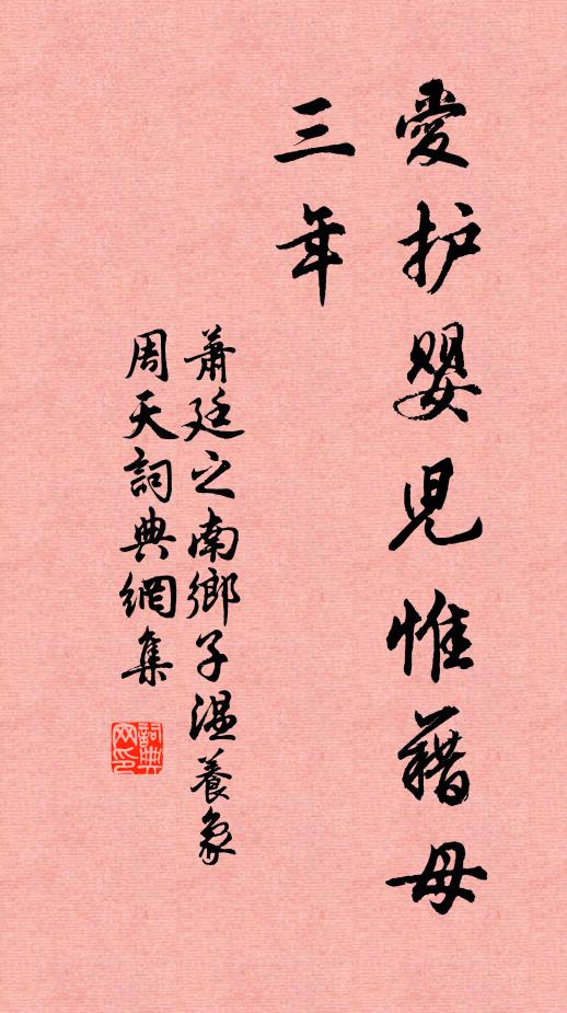 萧廷之爱护婴儿惟藉母，三年书法作品欣赏