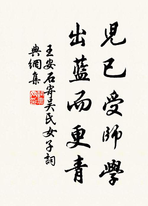 王安石儿已受师学，出蓝而更青书法作品欣赏