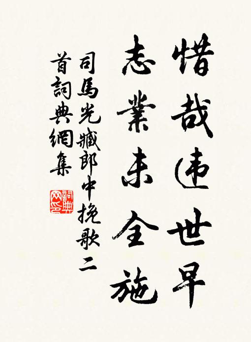 司马光惜哉违世早，志业未全施书法作品欣赏