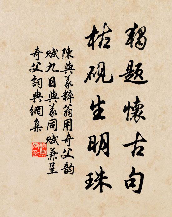 陈与义独题怀古句，枯砚生明珠书法作品欣赏