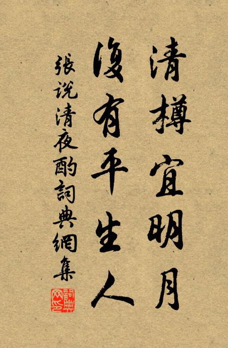 张说清樽宜明月，复有平生人书法作品欣赏