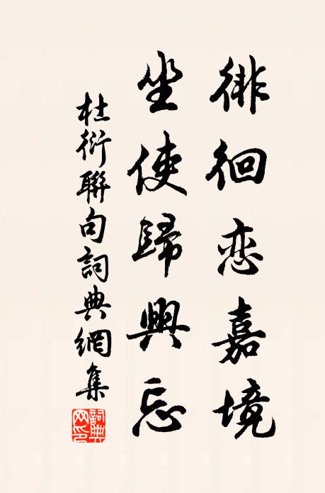 杜衍徘徊恋嘉境，坐使归兴忘书法作品欣赏