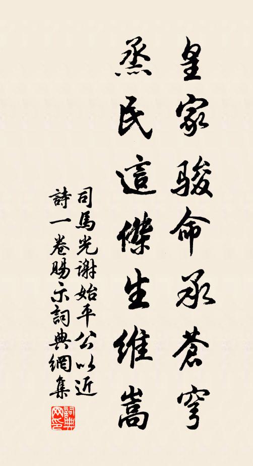 司马光皇家骏命承苍穹，烝民这杰生维嵩书法作品欣赏