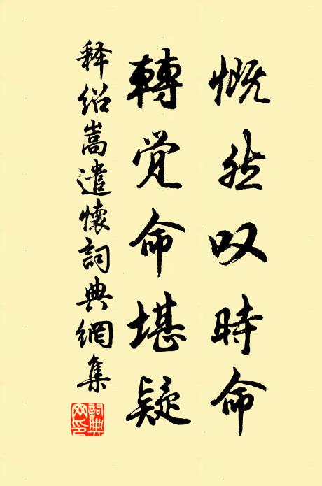 释绍嵩慨然叹时命，转觉命堪疑书法作品欣赏