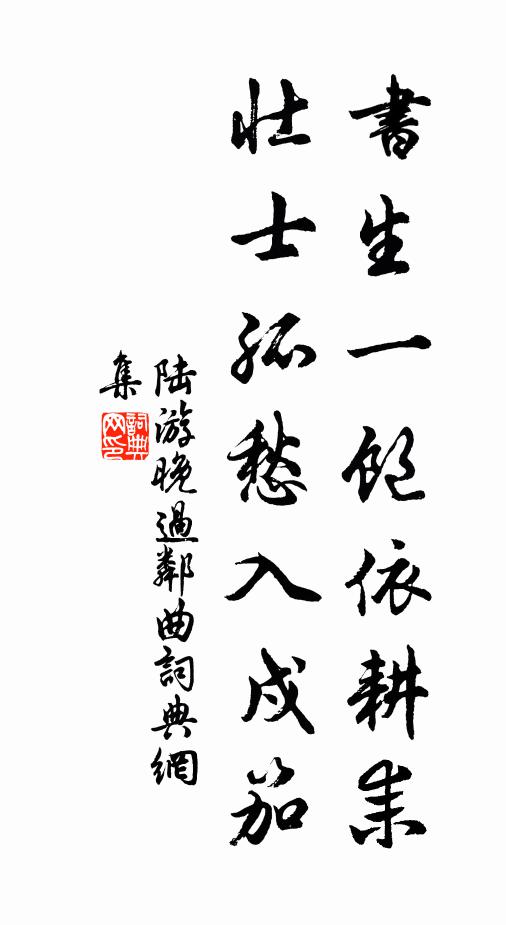 陆游书生一饱依耕耒，壮士孤愁入戍笳书法作品欣赏