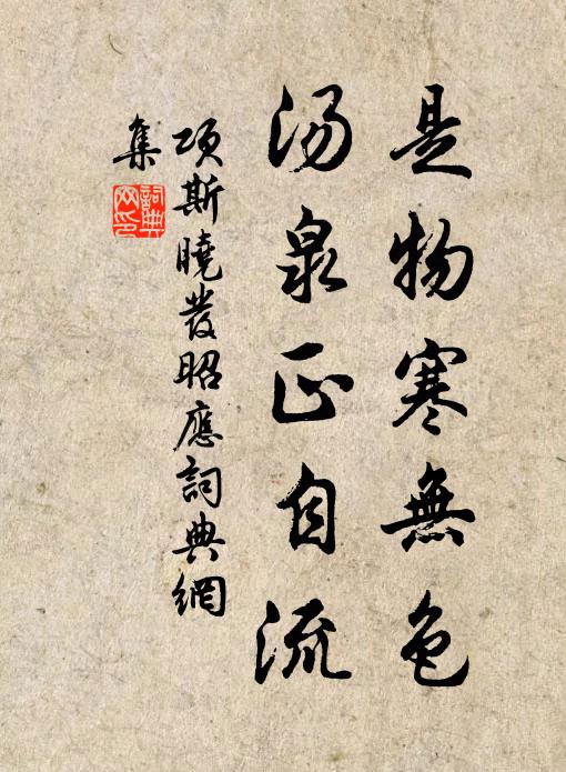 项斯是物寒无色，汤泉正自流书法作品欣赏