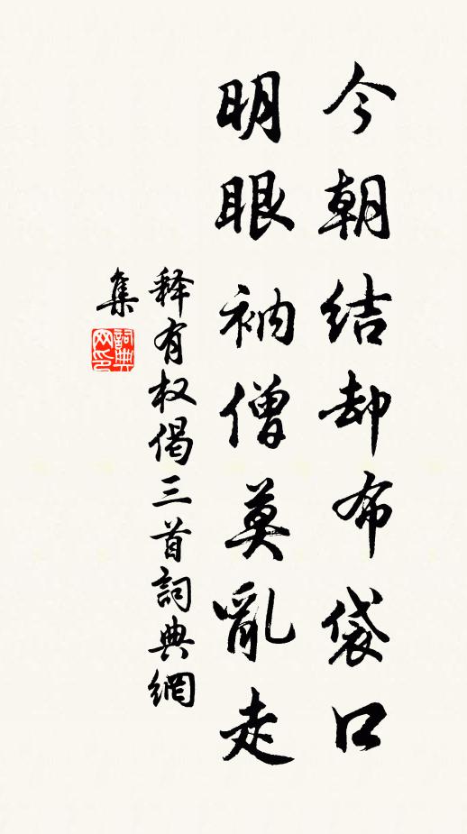 释有权今朝结却布袋口，明眼衲僧莫乱走书法作品欣赏