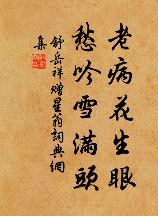 舒岳祥老病花生眼，愁吟雪满头书法作品欣赏