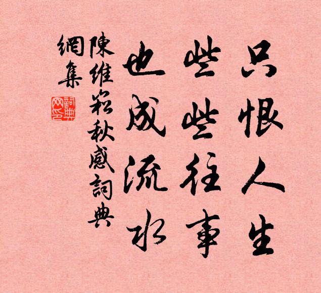 陈维崧只恨人生，些些往事，也成流水书法作品欣赏
