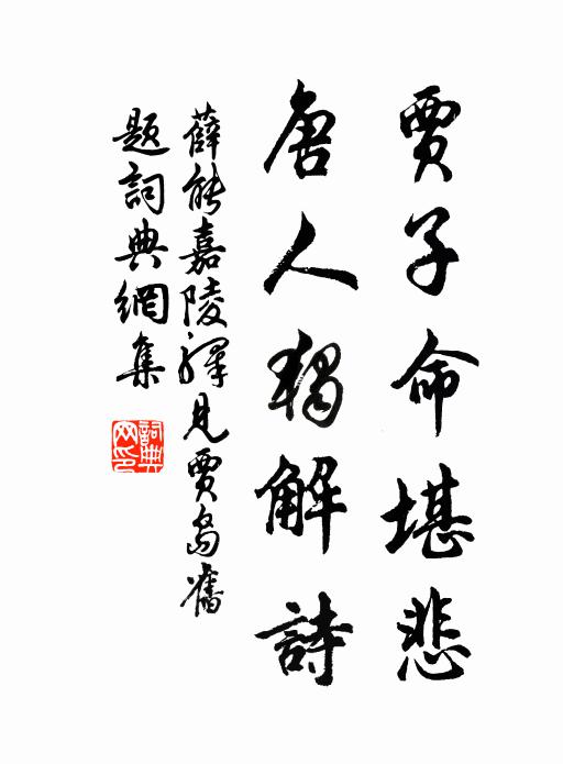 薛能贾子命堪悲，唐人独解诗书法作品欣赏