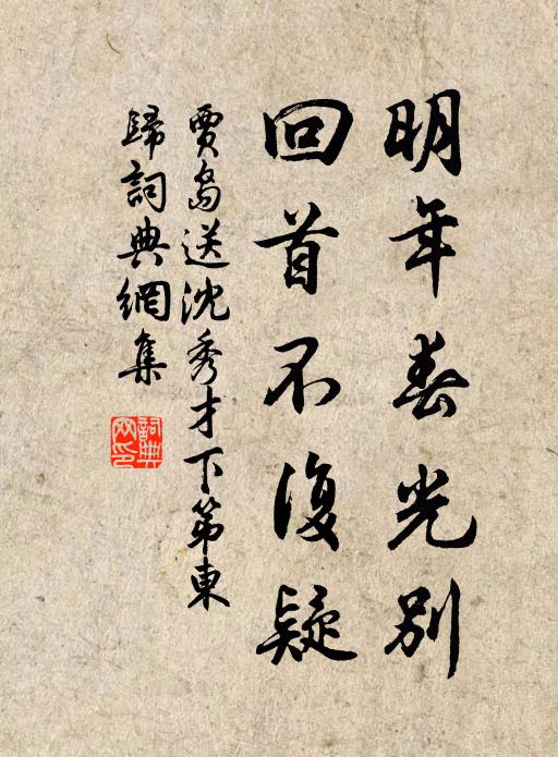 贾岛明年春光别,回首不复疑书法作品欣赏