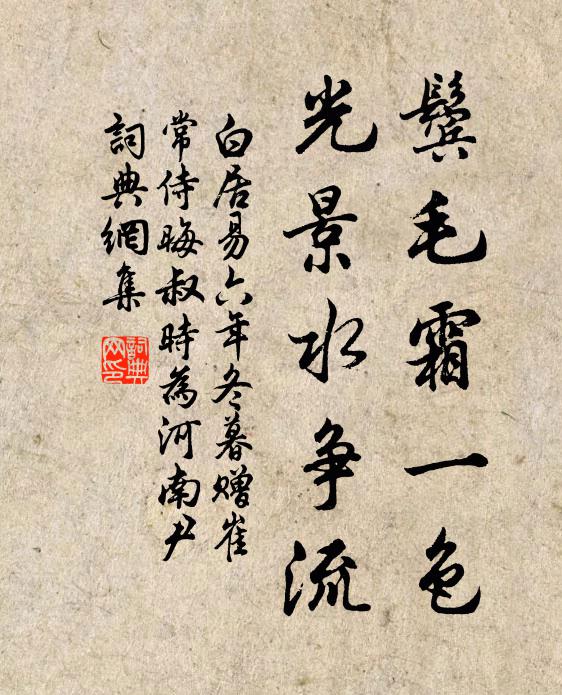 白居易鬓毛霜一色，光景水争流书法作品欣赏