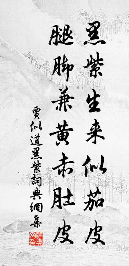 贾似道黑紫生来似茄皮，腿脚兼黄赤肚皮书法作品欣赏